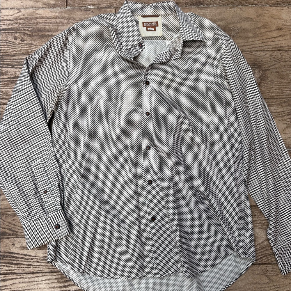 Michael Kors Zigzag Patterned Shirt in Black and Cream